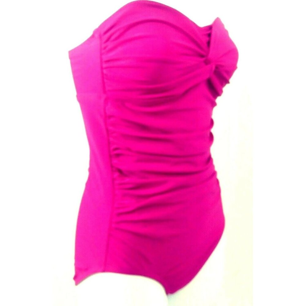 Merona Halter 1-Pc Swimsuit Sm Cross Drape Raspberry Convertible Strap NEW